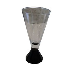 Vintage Cristal D’Arques Durand Luminarc Multi Sided Black Base Clear Vessel Win