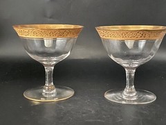 Mid century illusion glass with gold rim , champagne coupe