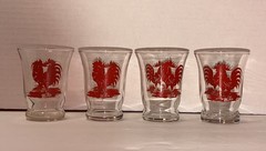 Vintage Red Rooster Retro Juice Libbey Glassware Set Of 4