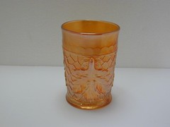 Antique Dugan Marigold Carnival Maple Leaf 8 oz Tumbler Glass