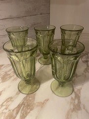 MT1257 (5) Imperial glass iced tea/sundae goblets, Old Williamsburg, Verde green