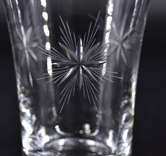 Vintage Fostoria Cut Crystal SUNBURST Set of 6 Flat Tumbler Glasses 4″ 8 oz.