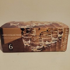 Circleware Lido Collection Gold Rim Shot Cordial Six Piece Glasses 2.5oz #20677