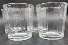 Libbey Short Paneled Clear Whiskey Glass Tumbler 4″ Tall Set of 4