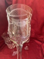 Vintage Set 5 Art Deco Etched Water Goblets MCB34 By McBride Retired Rare Find