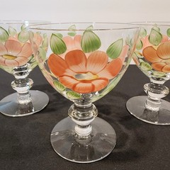 Vintage Imperial Glassware by FRANCISCAN DESERT ROSE (3) 5″ Hand Painted Goblets