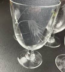 5 Vintage Etched Wheat Pattern Stemware Iced Tea Water Goblets