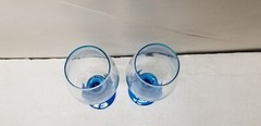 2 EPURE GLASS BLUE FADE WINE GOBLETS 8 1/4″