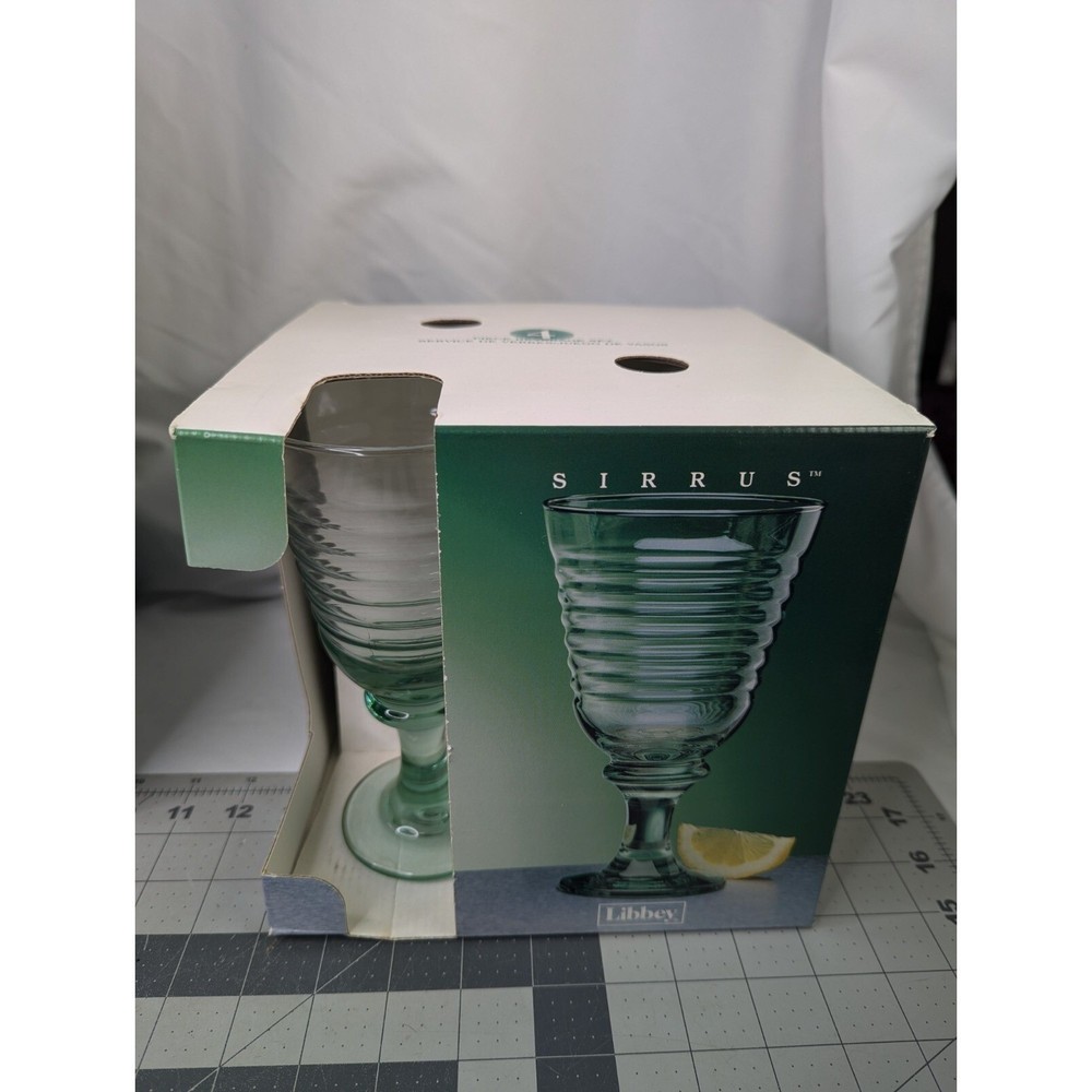 Libbey Sirrus Coolers Goblets 15 Oz Spanish Green Lot of 4 Glass