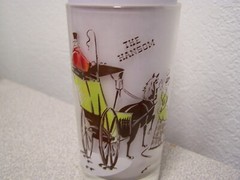 Anchor Hocking Vintage Drink Glasses, Gay Nineties Transportation Theme Set~8