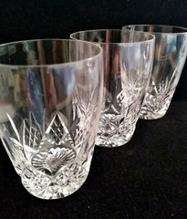 Set of 3 STUART England Barrel Shaped Flat Tumbler Glengarry Cambridge Pattern