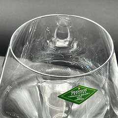 Set of 3 Shannon Crystal Clear Wine Glass Burgundy Wide Bottom w Tags 10″ Tall