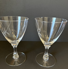 Fostoria Wheat Spray Crystal Water Goblets Set of 2 Elegant Stemware