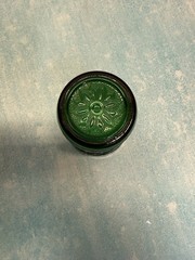 Vintage Tumbler Anchor Hocking Sandwich Glass Forest Green Floral And Scroll