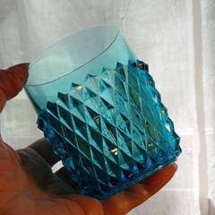 Vintage INDIANA GLASS Turquoise Regal Blue Diamond Point 3.75″ Tumblers