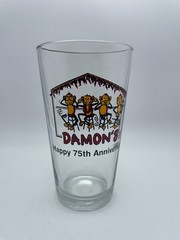 Damon’s Steak & Cocktails Restaurant Bar Glass Glendale 75th Anniversary Cup B91
