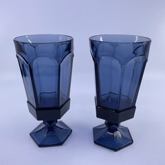 Fostoria Virginia Dark Blue Iced Tea Glasses 6 7/8” – Set Of 2