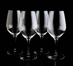 Vintage Blown Crystal Large Wine Goblet Glasses Set of 4 Clear Plain Stemware