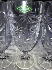 4 Godinger SHANNON Crystal SOUTH BEACH Palm Tree 16oz ICED TEA Water GOBLETS 7¾»