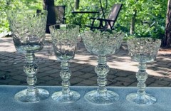 Set of TWO Heisey Crystal Riviere Cutting Liquor Cocktail Goblets