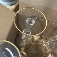 Lot of 6 Tiffin-Franciscan Minton Clear 7-5/8″ Gold Banded Water Goblets READ