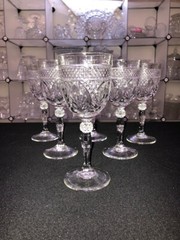 Antique Clear (Knob Stem) by Cristal D’Arques-Durrand – Set of Six Water Goblets