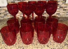 VINTAGE MARQUIS BY WATERFORD CRYSTAL BROOKSIDE RED-SET OF 16-WINE/OLD FASHIONED
