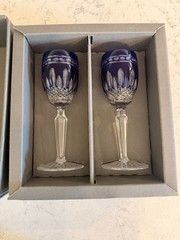 2 WATERFORD CRYSTAL CLARENDON CORDIAL GLASSES COBALT BLUE 5 7/8″