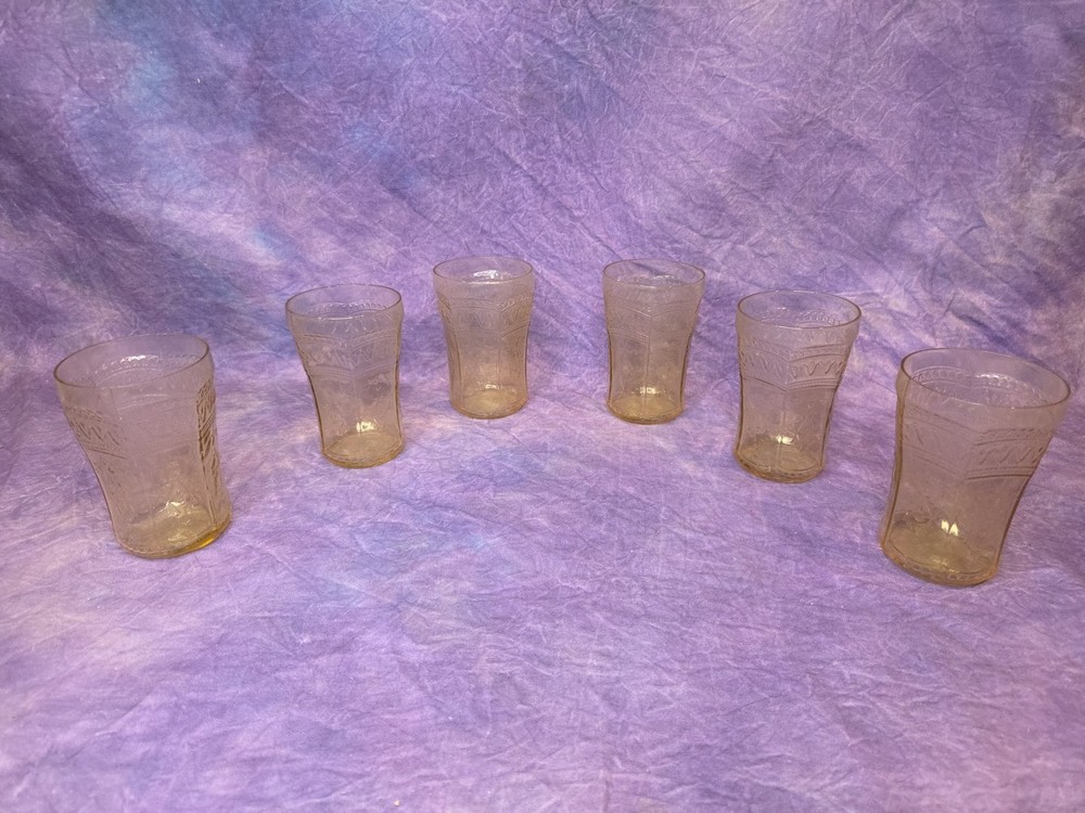 6 Rare 1933 Vintage «SPOKE» PATRICIAN AMBER 9 Oz Tumbler Federal Glass