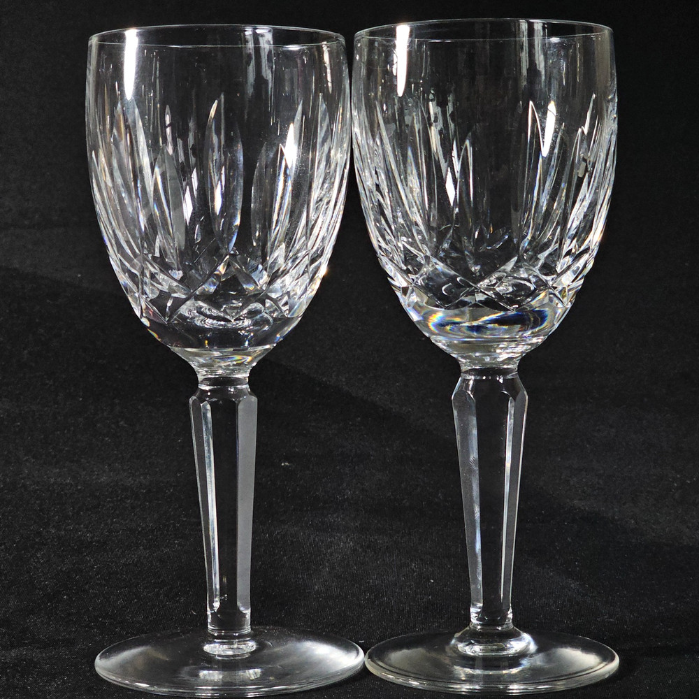 WATERFORD KILDARE CLARET GLASSES, Cut Lead Crystal, 6 1/2″, 8 Oz, IRELAND, 2PCS
