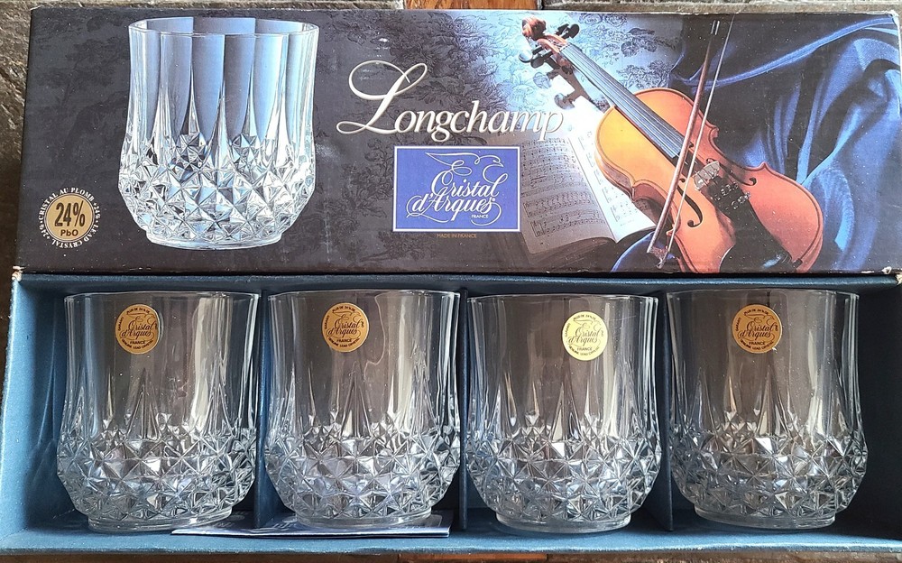 Cristal D’Arques Longchamp Stemless Wine Glasses – Set of 4 Clear 10oz NEW