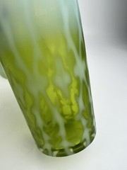 Antique Green Vaseline Glass Tumblers Set 4 Opaline Opalescent Brocade Fern Rare