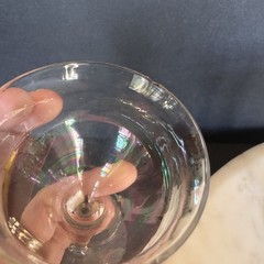 VTG 8 Ribbed Bowl Iridescent Smooth Stemmed Small Cordial Glasses 4.5” Tall