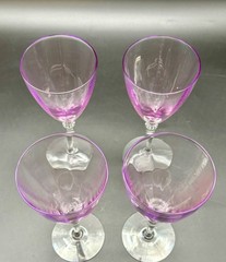 Lilac and Clear Vintage Wine Glasses Set of 4