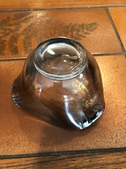Vintage Silver Smoke Ombre Rim Glass Bowl, 5″ Widest, 2 3/4″ High