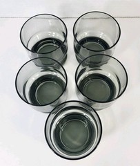 Set of 5 Libbey Smoke Gray 8 oz Juice Bourbon Whiskey Glasses Stackable Low Ball