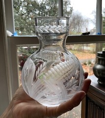 Libbey American Brilliant Cut Glass Corn Pattern Tumble Up Carafe c. 1900-1910