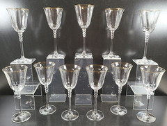 11 Mikasa Sonata Gold Wine Glasses Set Elegant Clear Optic Bowl Stemware Bar Lot