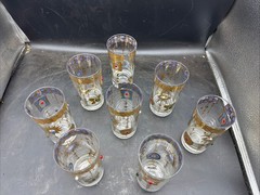 Culver Jeweled Charm Bracelet Highball Glasses Set Of 8 22k 1960’s MCM Mad Men