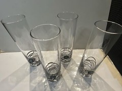 Art Glass Set of 4 String Art 3D Cocktail Highball Glasses 8»