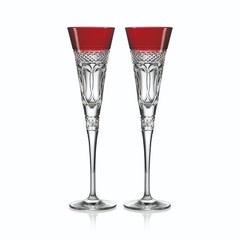 Waterford Times Square Red Love Flutes, Pair – New in Box