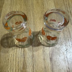 Mid Century 4 Oz Juice Glasses Oranges Set of 2, 3.75×2.75” Retro Vintage