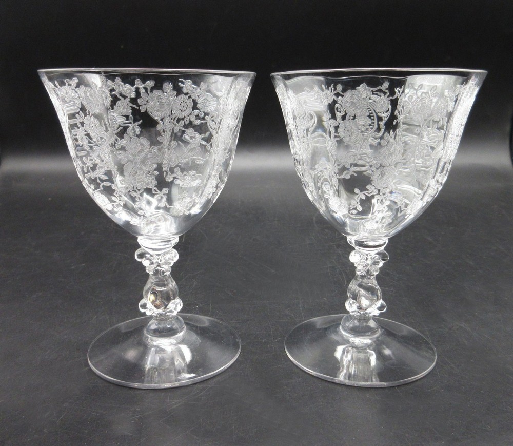 2 Cambridge Rose Point Etch #3121 Oyster or Fruit Cocktail Glasses 4.5 oz