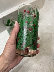 Vintage Georges Briard Christmas Holiday Holly Berry High Ball Glasses Set of 6