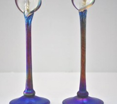 Pair of Bri’oni Hand Made Signed Numbered 12″ Iridescent Wine Glass NEW PERFECT