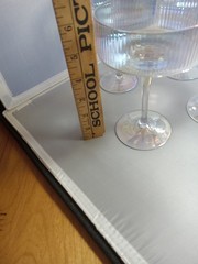 Set of 4 Irredescent Ribbed Glass Champagne Coupe Sherbet Glasses