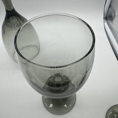 Libbey Smoke Gray Goblet Stemmed Glasses Water Ice Tea Set of 2