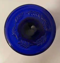 Madonna Inn Flat Rose 6.5″ Water Glass Goblet – LG Wright – Cobalt / Royal READ!