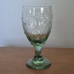 Vintage Libbey Orchard Fruit Spanish Green Thick Pedestal Water Goblets Set Of 2