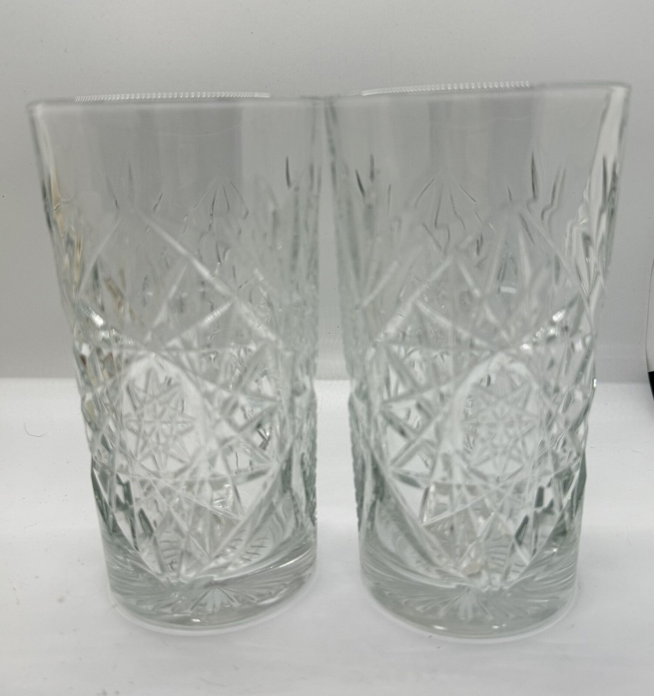 New! Libbey Lobster Highball «Star Of David» 16ozs Tumbler Clear Heavy Set Of 2